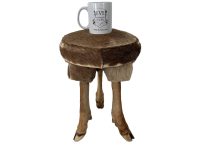 Alternative view of Stool Vintage French Goat Hoof Leg Farmer Chair Round Seat Wooden Wood Step Table Farmhouse Rest Stand Tabouret c1960-70's / EVE