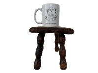 Alternative view of Stool Vintage French Milking Farmer Chair Step Seat Wooden Wood Tiny Table Farmhouse Bobbin Rest Stand Tabouret c1960-70's / EVE