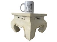 Alternative view of Stool Vintage Indian Plant Stand Table Heavy Wood Trivet Flower Pot Rest Shabby Chic circa 1970-80's / EVE