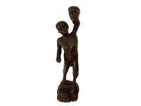 Alternative view of Vintage South American Amazonian Carved Wooden Warrior Head-hunter With Beheaded Head Statue Figurine Ornament Art c1960-70's / EVE