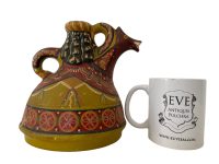 Alternative view of Vintage Polish Clay Jug Teapot bearded Man On Horse Vase Brown Yellow Water Jug Pitcher Serving Ornament c1960-70's / EVE