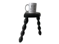 Alternative view of Vintage French Wooden Grey Small Milking Stool Chair Seat Kitchen Table Farm Footrest Bobbin Leg Stand Display Step c1970-80's / EVE