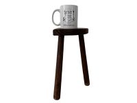 Alternative view of Stool Vintage French Tabouret Wooden Wood Milking Chair Seat Kitchen Table Farm D Shaped Seat Plant Rest Stand Plinth c1970-80's / EVE