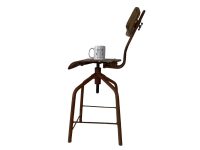 Alternative view of Vintage French Chair Atelier Studio Metal Wood Adjustable Stool Work Chair Seat Industrial Look Design Studio circa 1930-50's / EVE