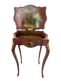 Table Antique Louis XV Style Bergundy Gold Painted French Painted Wooden Wood Display Plinth Stand Prop Ornate c1860-1900’s / EVE 2