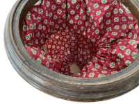 Alternative view of Knitting Basket Vintage French Bobbin Leg wooden sewing crocheting stand up basket stand holder bag circa 1940-50's / EVE