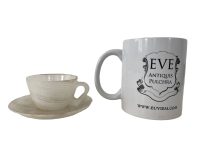 Alternative view of Vintage French Stone Small Cup Saucer Tea Coffee Drinking circa 1960-70's / EVE