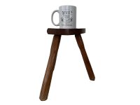 Alternative view of Vintage Stool French Small Wooden Wood Milking Chair Seat Kitchen Table Farm D Shaped Seat Plant Rest Stand Tabouret c1960-70's / EVE