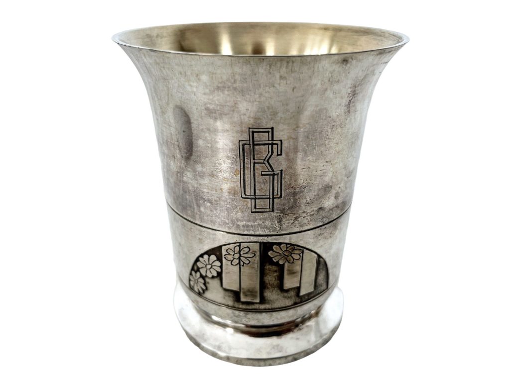 Vintage Goblet Cup French Silver Plated Calvados Goblets Shot Beaker Cups Drinking Barware circa 1920-30’s / EVE