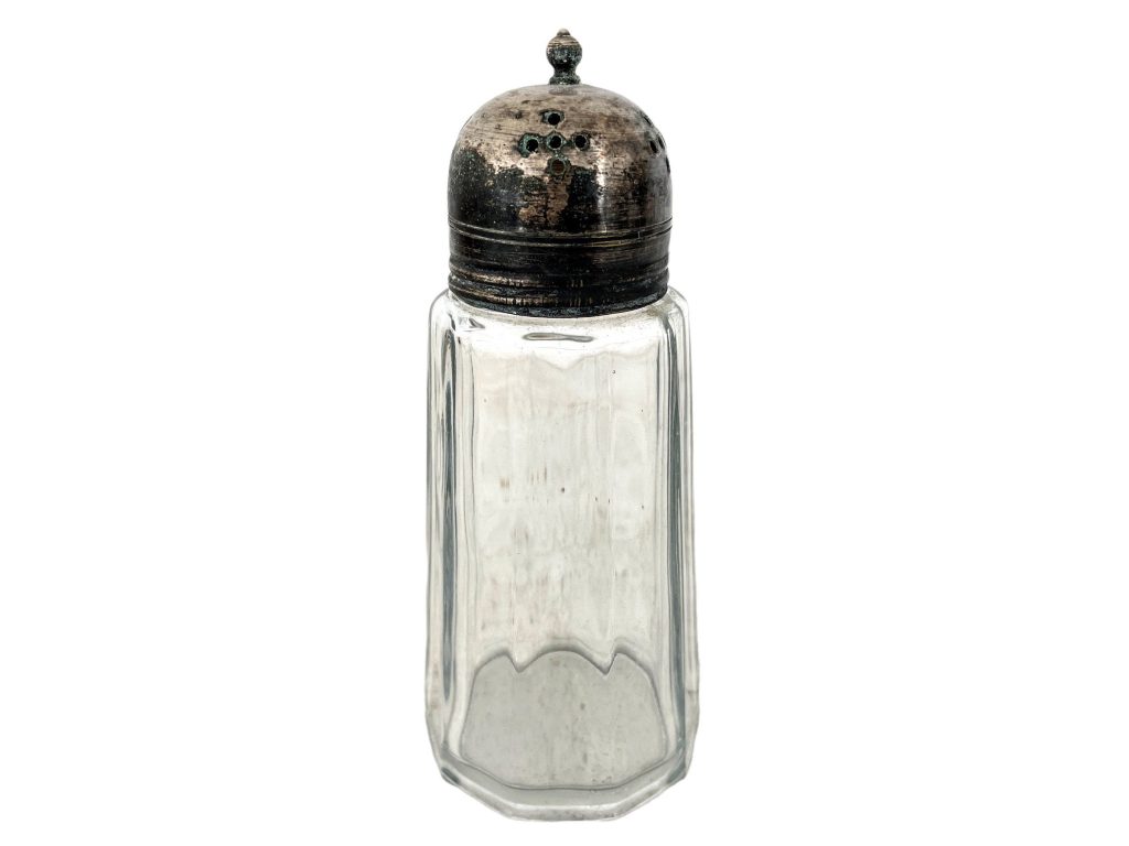 Antique English Silver Plated Large Fancy Glass Silver Plated Metal Sugar Shaker circa 1910-20’s / EVE
