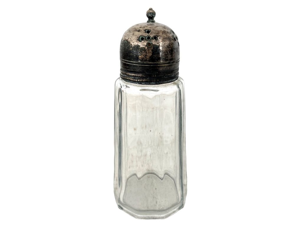 Antique English Silver Plated Large Fancy Glass Silver Plated Metal Sugar Shaker circa 1910-20's / EVE