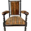 Antique French Chair Barley Twist Worn Upholstery Padded Cushioned Natural Wood Seating Prop Throne c1850's / EVE