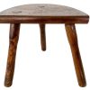 Vintage Stool French Small Wooden Wood Milking Chair Seat Kitchen Table Farm D Shaped Seat Plant Rest Stand Tabouret c1960-70's / EVE