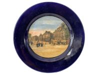 Vintage French Rouen Blue White Dinner Lunch Display Plate Dish Souvenir Wall Hanging circa 1950-60's / EVE