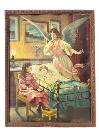 Vintage English Religious Angel Print A C Maria Guardian Children Bedroom circa 1940-50's / EVE
