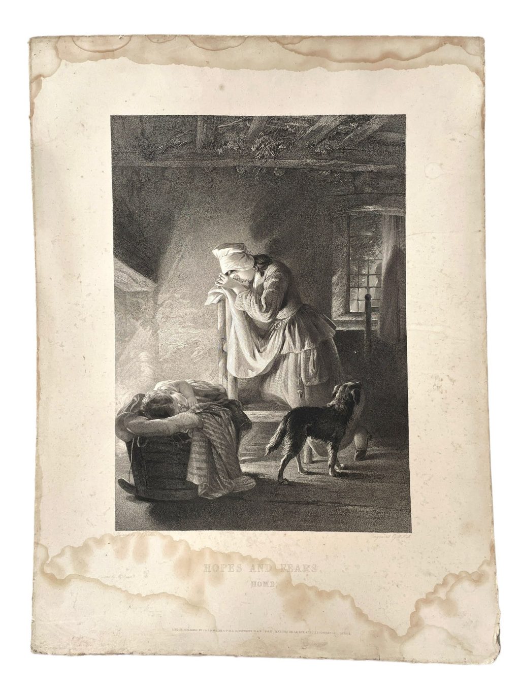 Antique English Print J J Jenkins Hopes And Fears Home circa 1900-10's / EVE