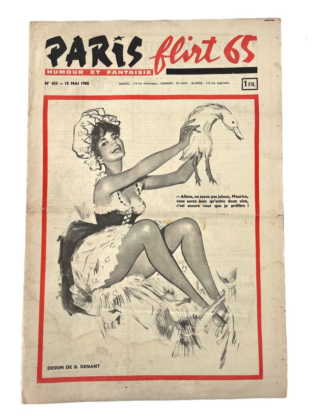 Vintage French Paris Flirt Number 433 15/5/1965 Adult Comic Newspaper Humour Fantasy Cartoons Romance Memorabilia Collector c1964-65 / EVE