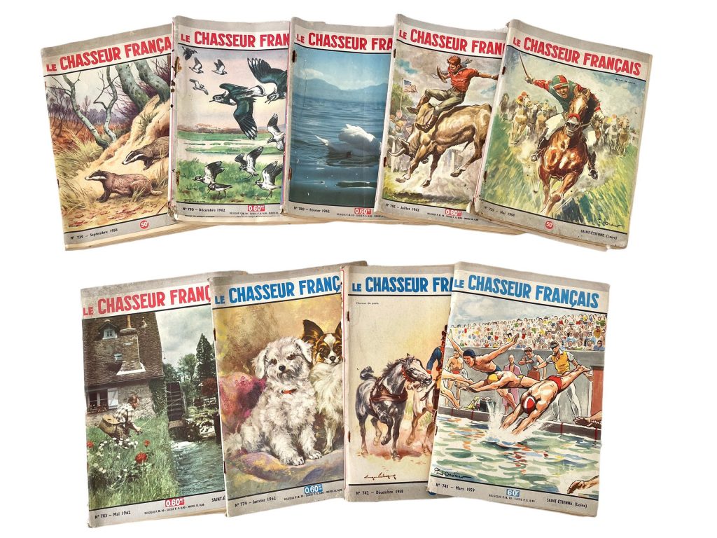 Vintage French Hunting Magazines Le Chasseur Francais Newspaper Wildlife Countryside Mid Century Advertising Collector c1950-60’s / EVE