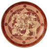 Antique Repaired Plate Chinese Nine Valley Red XL Birds Bowl Dish Platter Ceramic Serving Decor Display c1800's / EVE