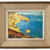 Vintage French Seaside Coastal Natural Harbour Cove Sea Acrylic Painting Framed Wall Decor circa 1960-70's / EVE