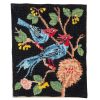 Vintage French Cross Stitch Tapestry Wall Hanging Picture Blue Birds Of Paradise Peacock Tropical c1960-70's / EVE