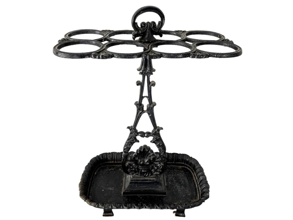 Vintage French Large Cast Iron Umbrella Walking Stick Stand Container Storage Doorway Hallway Decor Cloakroom Black c1970-80’s / EVE