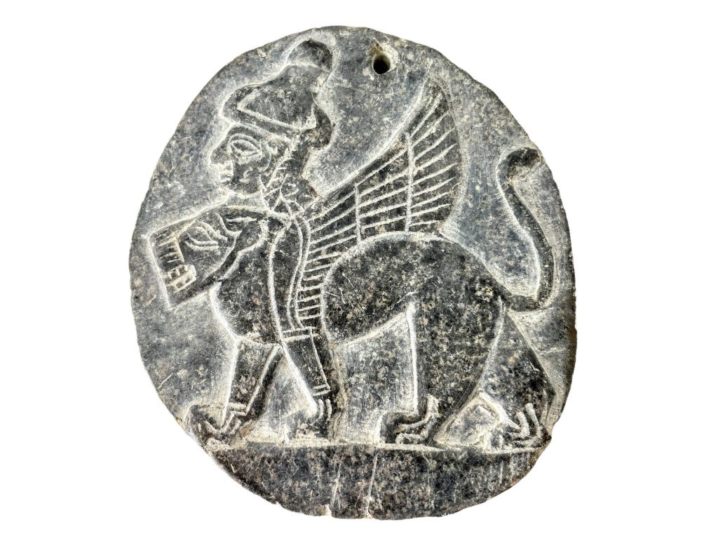 Ancient Middle Eastern Arabian Winged Lion Hittites Stone Carving Ornament Decor Design Arabian Display Figurine / EVE