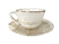 Vintage French Stone Small Cup Saucer Tea Coffee Drinking circa 1960-70's / EVE