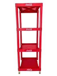 Vintage French Coca Cola Shop Shelving Drinks Bottle Display Unit Storage Plastic Red White Stand Shop Commercial Shelf c1990-2000's / EVE