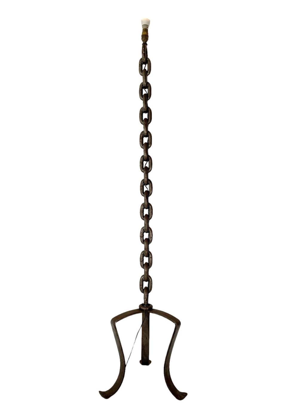 Vintage French Large Rusty Iron Chain Chains Light Lantern Lamp Decor Design Floor Standing Design Designer c1960-70’s / EVE de France