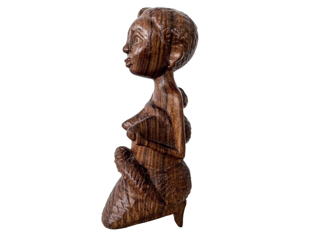 Vintage African Lady Woman Mother Statue Figurine Female Primitive Carving Sculpture Wooden Primitive Tribal Art c1970's / EVE