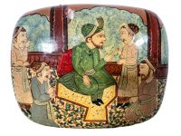 Vintage Middle Eastern Painted Lacquer Small Storage Box Dish Pot Bowl Jewellery Ring circa 1960-70's / EVE