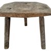 Milking Stool Vintage French Traditional Farmhouse Wooden Chunky Side Table Stand Flower Pot Display Rustic Rural Worn circa 1930-40's / EVE