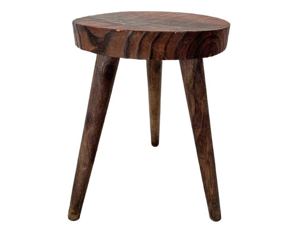 Vintage French Small Stool Table Wooden Wood Chair Seat Side Stand Flower Pot Ornament Display Shelf Prop Tabouret c1970-80's