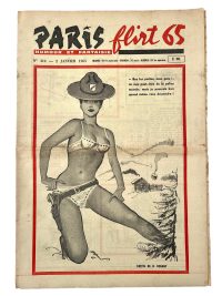 Vintage French Paris Flirt Number 414 2/1/1965 Adult Comic Newspaper Humour Fantasy Cartoons Romance Memorabilia Collector c1964-65 / EVE