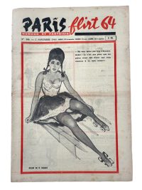 Vintage French Paris Flirt Number 406 7/11/1964 Adult Comic Newspaper Humour Fantasy Cartoons Romance Memorabilia Collector c1964-65 / EVE 3