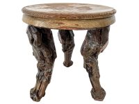 Stool Vintage French Grape Vine Leg Farmer Chair Round Seat Wooden Wood Step Table Farmhouse Rest Stand Tabouret c1950-60's / EVE