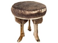 Stool Vintage French Goat Hoof Leg Farmer Chair Round Seat Wooden Wood Step Table Farmhouse Rest Stand Tabouret c1960-70's / EVE