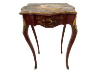 Table Antique Louis XV Style Bergundy Gold Painted French Painted Wooden Wood Display Plinth Stand Prop Ornate c1860-1900's / EVE