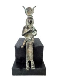 Ancient Egyptian Bronze Figurine Ornament Isis Goddess With Child Decor Design Display Collector / EVE