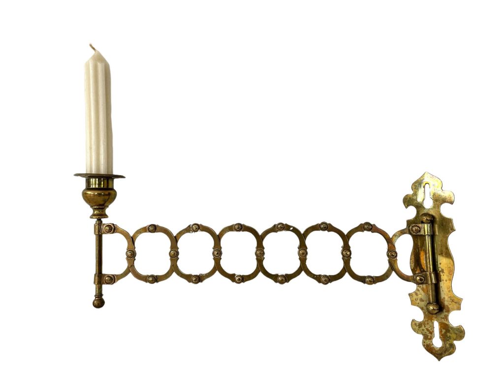 Antique French Extending Sconce Brass Metal Candle Candlestick Stick Display Holder Wall Mounted c1900’s / EVE