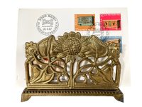 Vintage French Brass Letter Document Desk Napkin Tissue Stand Display Table Desktop Office Display Presentation c1970-80's / EVE