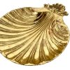 Vintage French Clam Shell Serving Metal Gold Plate Bowl Dish Catch-All Table Ornament Jewellery Jewelry c1970-1980's / EVE