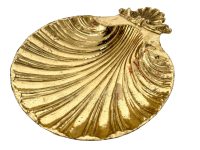 Vintage French Clam Shell Serving Metal Gold Plate Bowl Dish Catch-All Table Ornament Jewellery Jewelry c1970-1980's / EVE