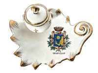 Vintage French Ink Pen Quill Ink Stand Rest Display Ceramic Desk Tidy Organiser Granville circa 1950's / EVE