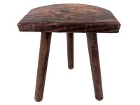 Stool Vintage French Tabouret Wooden Wood Milking Chair Seat Kitchen Table Farm D Shaped Seat Plant Rest Stand Plinth c1970-80's / EVE