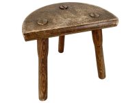 Stool Vintage French Traditional Milking Stool Wooden Brown Small Chair Stand Display Rest Plinth Seating Plant Pot Tabouret c1970's