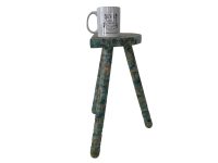 Alternative view of Stool Vintage French Wooden Wood Milking Chair Seat Table Farm D Shaped Seat Farmhouse Style Rest Stand Plinth Tabouret c1960-70's