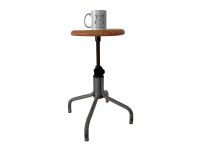 Alternative view of Vintage French Grey Metal Yellow Wood Adjustable Stool Work Chair Seat Atelier Industrial Look Design Studio circa 1960-70's