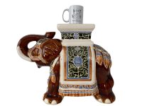 Alternative view of Vintage Chinese Ceramic Pot Stand Plinth Rest Brown White Green Large Vase Pot Heavy c1970-80's